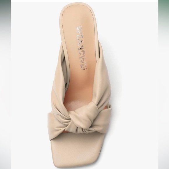 Puffy Knot Square Toe Slip On Heeled Sandal - Picture 3 of 5